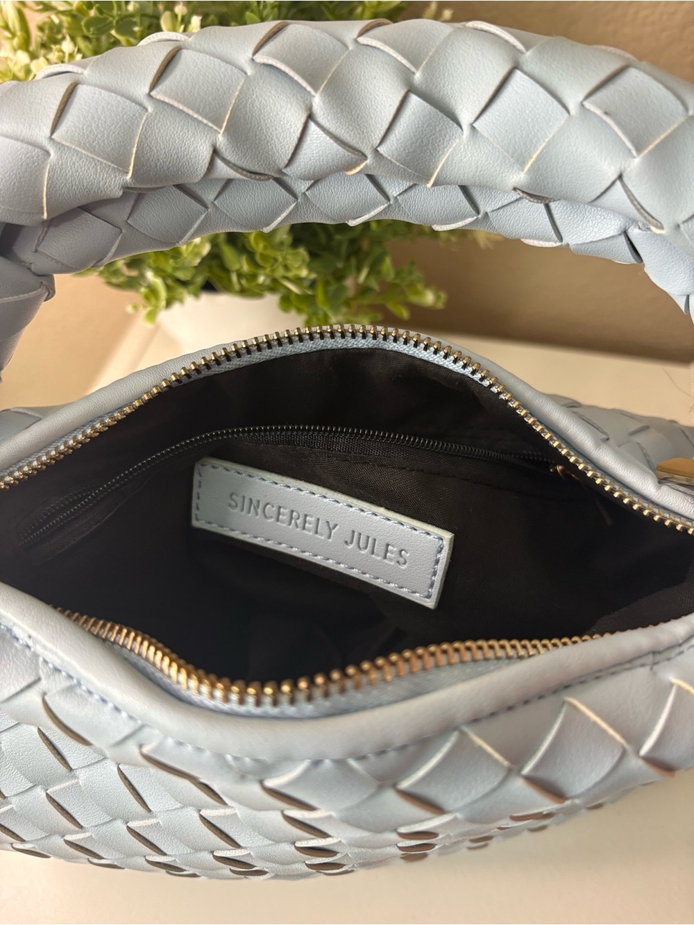 Sincerly Jules Light Blue Woven Hobo Bag - Picture 6 of 12